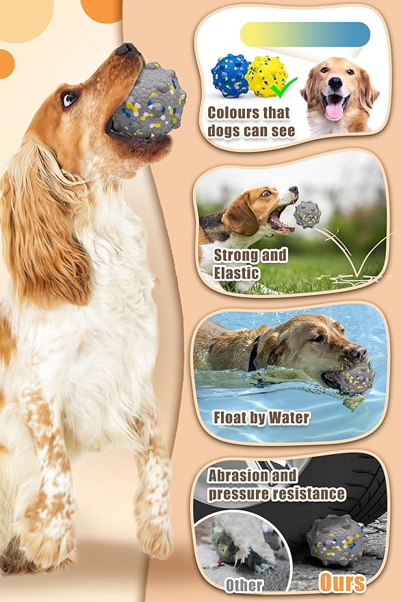 1.96'' Dog Balls for Dogs Aggressive Chewers Indestructible Tennis Durable Bouncy Interactive Dog Toy Balls for Fetch Game Floating Training(Grey Small)-Mewly Pet