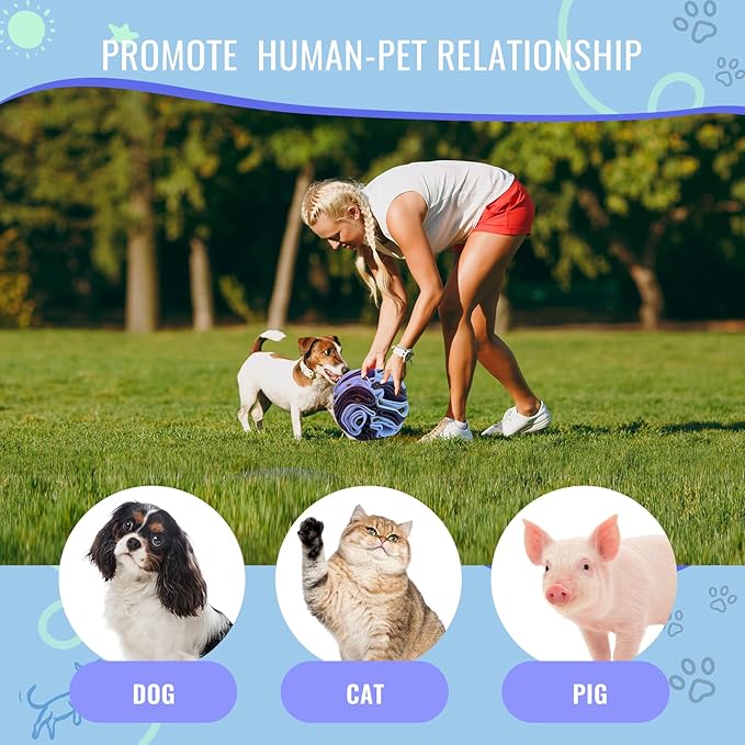 Pet Snuffle Ball, Puzzle Sniffing Interactive Dog Ball for Blind Dogs Training Stress Relief Dog Enrichment Toys Treat Machine Washable (15cm, Gradient Purple)-Mewly Pet