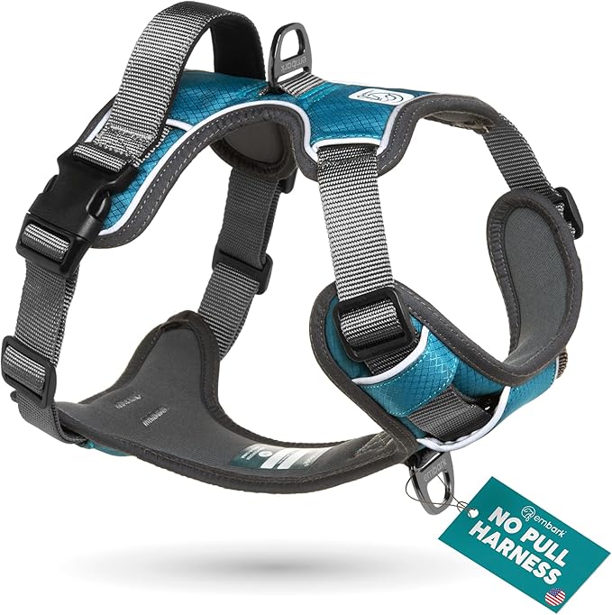 Embark Adventure Dog Harness, Reflective Trim No Pull Dog Harness for Large Dogs - Military Grade Nylon, Front Clip with Gel Lined Handle.-Mewly Pet