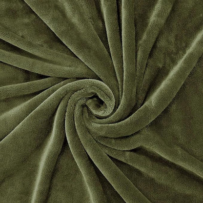Exclusivo Mezcla Fleece Throw Blanket for Couch, Sofa, 300GSM Super Soft and Warm Blankets, Olive Green Throw All Season Use, Cozy, Plush, Lightweight, 50x60 Inches