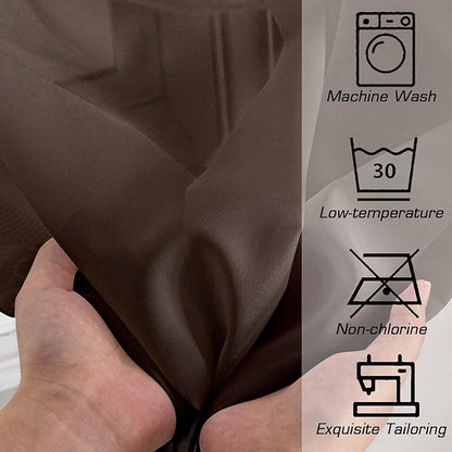 OWENIE Sheer Chocolate Curtains, Sheer Curtains 78 inch Length 2 Panels Set, Rod Pocket Voile Fimly Sheer Drapes for Living Room/Bedroom, 2pcs, Each 42" W x 78" L