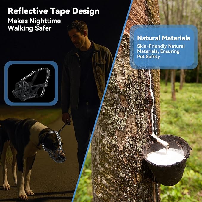 Dog Muzzle for Large Dogs, Breathable Basket Muzzles for Small, Medium and X-Large Aggressive Dog, Allows Panting Drinking, Suitable for Grooming Trimming Training (Black, XL)-Mewly Pet