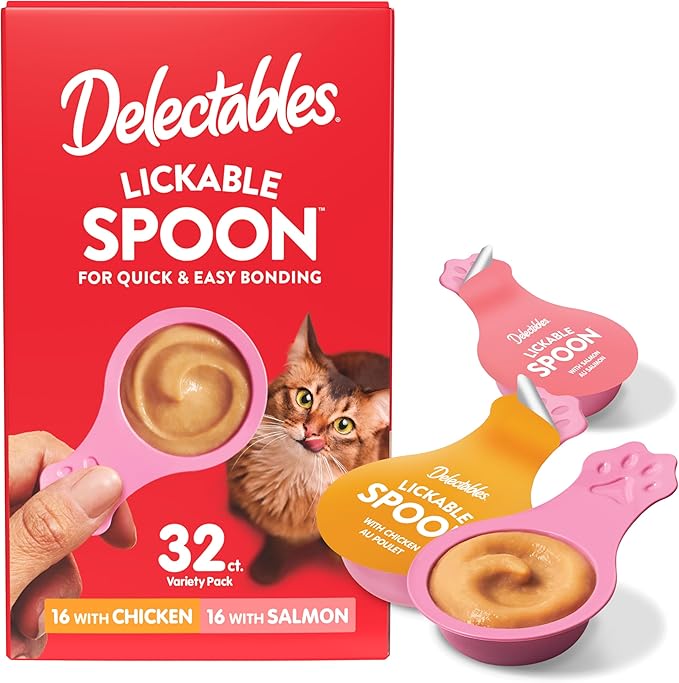 Hartz New Delectables Lickable Spoon Interactive Lickable Cat Treats for Quick & Easy Bonding, Variety Pack 32ct-Mewly Pet