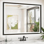 TETOTE 48x36 LED Bathroom Mirror with Lights Black Frame Frontlit & Backlit Lighted Vanity Mirror Baroque Gothic Anti Fog Dimmable White/Warm/Natural,CRI90+,Waterproof,(Horizontal/Vertical)