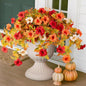Artificial Fall Flowers Fake Petunias Plants for Outdoor Decoration, 2 Pcs Silk Faux Flowers UV Resistant No Fade Plants for Garden Balcony Yard Porch Realistic Indoor Decor (Orange White)