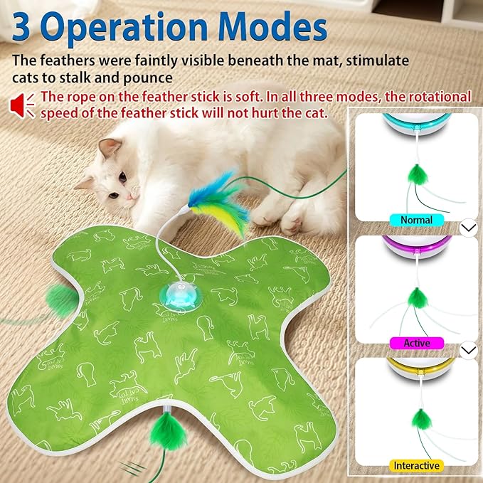 Interactive Cat Toys Rechargeable, Hide and Seek Kitten Toy with Touch Activated, Moving Concealed Feather, Tumbler Toy Design, Automatic Cat Toys for Indoor Cats to Chase and Exercise-Mewly Pet