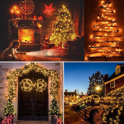 BrizLabs Clear Christmas Lights Outdoor 300 Count 69.6ft Incandescent Christmas Lights Connectable Warm White Light String UL Certified Xmas Mini Light Green Wire for Indoor Tree Holiday Party Decor