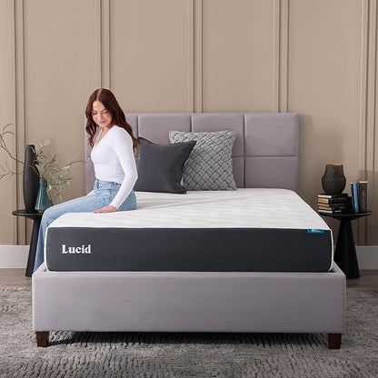 Lucid 10 Inch Memory Foam Mattress - Medium Feel - Infused with Refreshing Bamboo Charcoal and Cooling Gel - Bed in a Box - Temperature Regulating - Pressure Relief - Breathable - King Size