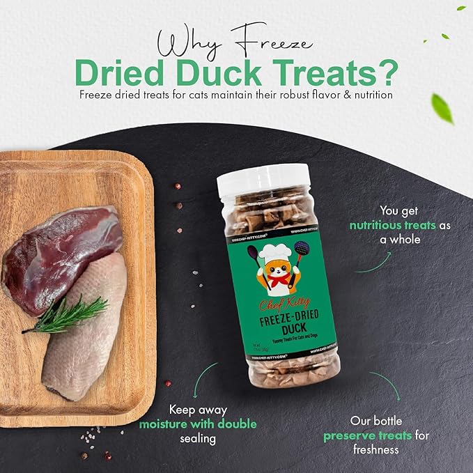 Freeze-Dried Duck Treats for Cats & Dogs – 100% Human Grade, Single Ingredient, High-Protein, Healthy Snack – No Additives or Preservatives – 1.5oz - Inspected & Tested in USA-Mewly Pet