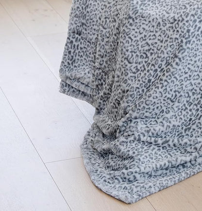 GRACED SOFT LUXURIES Faux Fur Throw Blanket | Elegant Warm, Cozy and Fluffy Blankets | Cuddly Cheetah Accent for Sofa, Couch or Bed | Snow Leopard - Large 50" x 60"