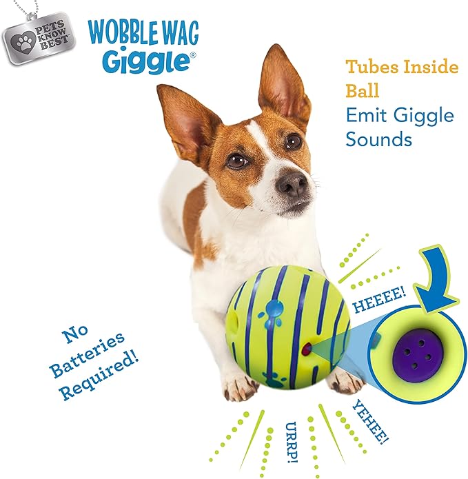 Wobble Wag Giggle & Glow | Rolling Enrichment Toy for Fun Playtime, Interactive Play for Indoor or Outdoor, Keeps Dogs & Puppies Large, Medium or Small Busy & Moving, As Seen on TV | Pack of 2-Mewly Pet