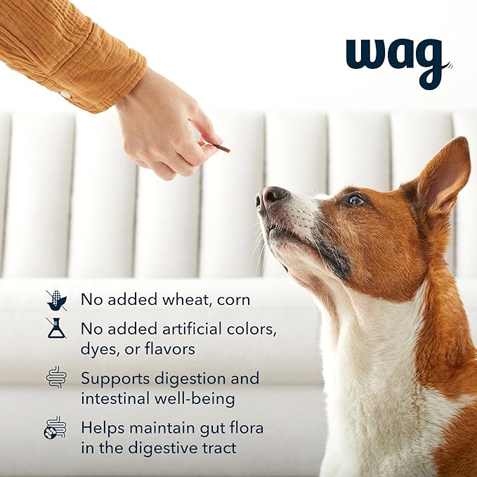 Amazon Brand - Wag Probiotic Supplement Chews for Dogs, Supports Digestive Health and Gut Flora, Natural Duck Flavor, 160 Count, Pack of 1-Mewly Pet