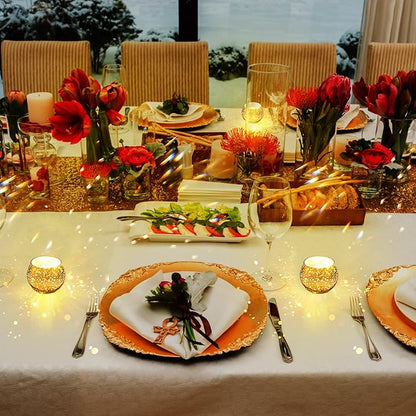 Rtteri 24 Set Votive Candle Holders Wedding Centerpiece Table Decorations Speckled Mercury Glass Votive Candle Holders with Tea Lights Birthday Party Decorations for Home (Gold)