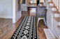 Custom Length Cut to Size Tribal Ethnic Southwestern Inspired Hallway Runner Rug, Non Slip Rubber Backed, 31 inch Wide X Customized Length, Aztec Black, 31 inch X 33 feet