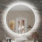 32 Inch Frameless Round Lighted Bathroom Mirror with Front & Backlit - 6000K Daylight, Dimmable, Anti-Fog, CRI 90+, 5mm HD LED Mirror