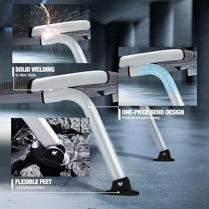 Veehoo Elevated Dog Bed for Outdoor, Cooling Waterproof Raised Dog Cots Beds XL, Curved Off Ground Pet Hammock Cot Lifted for Outside, up to 150lbs, White Legs, Black Silver 49"-Mewly Pet