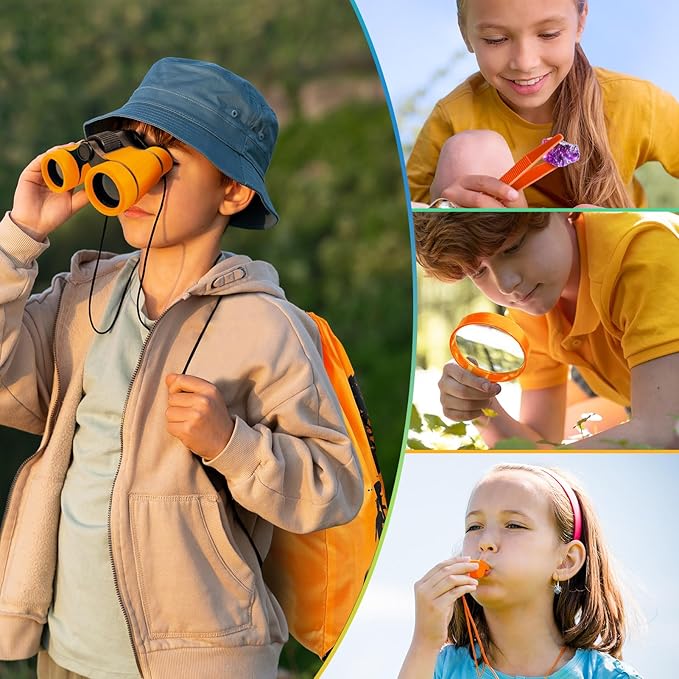 Kids Explorer Kit & Bug Catcher Kit, Camping Gear for Kids, Outdoor Exploration Set with Backpack & Binoculars, Ideal Outdoor Adventure Toys for Boys Girls 3-12-Mewly Pet