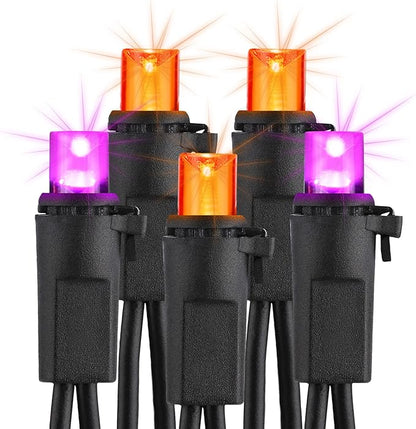 Brizled Halloween String Lights, 33ft 100 LED Purple & Orange String Lights 5MM Wide Angle Gentle Twinkle Halloween Light, 120V UL Certified Connectable Orange Light for Home Tree Party Decorations