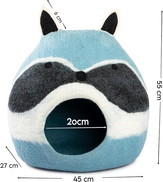 Luxurious Eco-Friendly Merino Wool Cat Cave Bed Sloth - Foldable Hideaway Pod for Indoor Cats - Premium Felt Kitten Beds - Covered Cat House for Ultimate Cozy Comfort by Woolygon-Mewly Pet