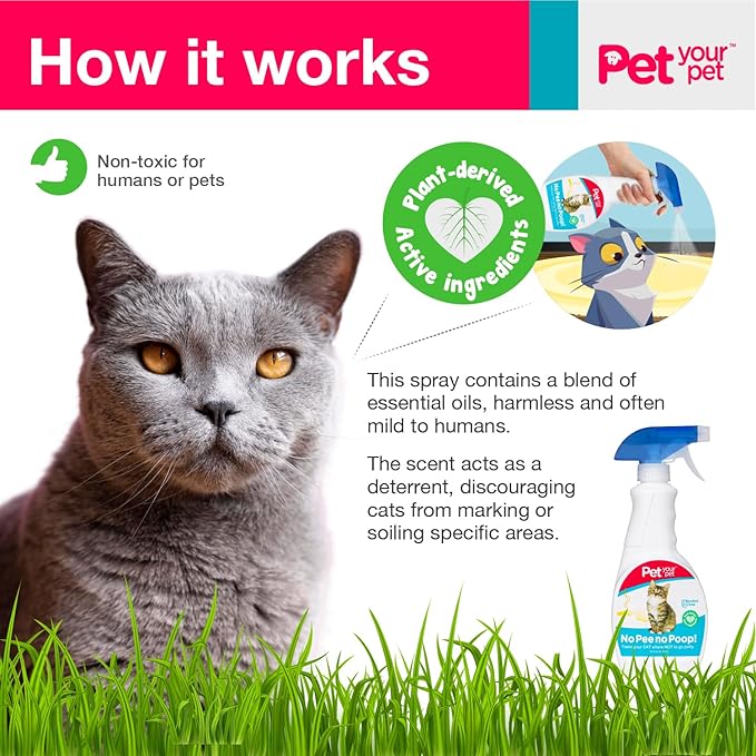 No Pee No Poop Cat Potty Training Spray, 16 Fl Oz – Non-Toxic Cat Spray No Mark for Urine/Marking/Pooping – Natural Pee Deterrent Spray – Indoor/Outdoor Keep Off-Mewly Pet