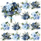 Zeyune 12 Bundles Artificial Peonies Flowers Artificial Silk Rose Faux Dahlia Fake Chamomile Hydrangea Bouquet Bulk for Vase Home Wedding Centerpiece Party Decoration(Indigo,Gradient Blue)