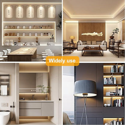 COB LED Strip Lights Natural White,24V Dimmable led Light Strip KIT with Remote and app Control,4000K 65FT/20m 8mm Wide Ra>90 Cuttable Flexible Strip Lights for Bedroom,Shelf,Cabinet