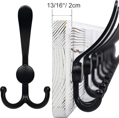 SKOLOO Rustic Wall Mounted Coat Rack: 16" Hole to Hole, Pine Real Wood Plank Wall Coat Rack with 5 Triple Hooks, Farmhouse Coat Hanger Wall Mount for Hanging Backpack Jacket Coat Hat