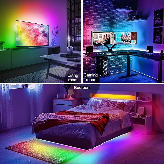 PANTON VILLA LED Lights for 55-75 Inch TVs, 16.4FT ICRGB TV LED Backlight Kit with APP & Remote Control, Music Sync, USB Powered