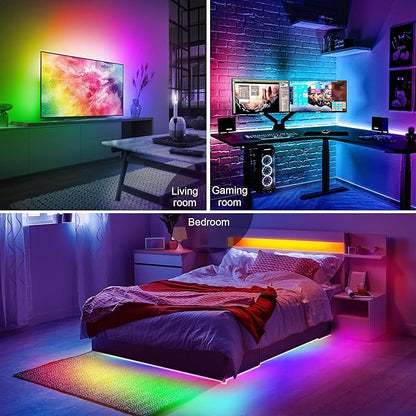 PANGTON VILLA LED Lights for TV 80-100 Inch, 24.6FT ICRGB TV LED Backlight Kit Work with APP & Remote Control, Music Sync TV LED Lights, TV Lights Behind, USB Powered