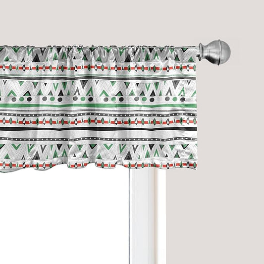 Ambesonne Tribal Window Valance, Style Traditional Aztec Pattern Old Fashioned Hippie Boho Influences, Curtain Valance for Kitchen Bedroom Decor with Rod Pocket, 42" x 12", Sea Green