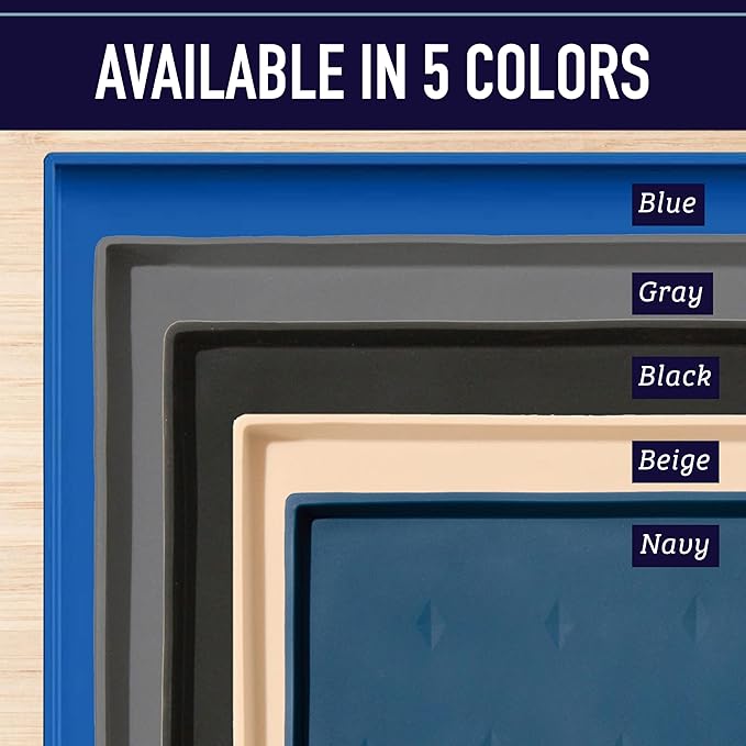 Leash Boss Dog Food Mat for Food and Water Bowls, Waterproof Silicone Pet Feeding Mat for Floors, Extra Tall Raised Edges, Cat and Dog Placemat for Floors, Dishwasher Safe (XXL: 30" x 22" - Black)-Mewly Pet