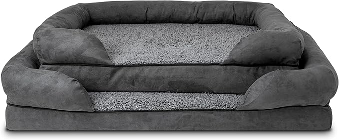The Dog’s Bed, Large Grey Plush (no Logo), Memory Foam, Pain Relief: Arthritis, Hip & Elbow Dysplasia, Post Surgery, Lameness, Supportive, Calming, Waterproof Washable Cover, Veterinary Approved-Mewly Pet