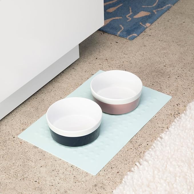 Waggo Dipper Ceramic Dog Bowl for Small and Large Breeds - Heavyweight and Durable Pet Food and Water Dish Crock, Dishwasher Safe, Modern (Mauve, Medium)-Mewly Pet