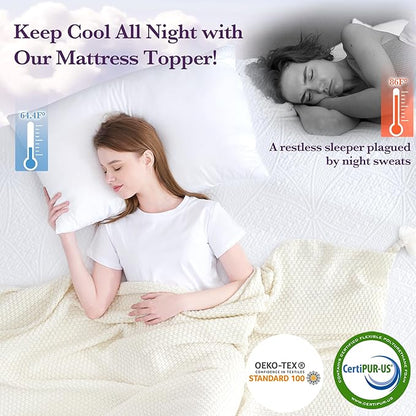 SINWEEK 3 Inch Gel Memory Foam Mattress Topper with Cooling Cover Ventilated Soft Mattress Pad, Bed Topper, CertiPUR-US Certified, King Size