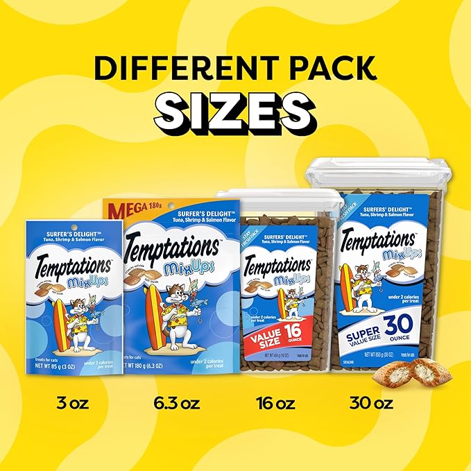 Temptations MixUps Surfer's Delight Flavor Crunchy and Soft Cat Treats, 16 oz. Tub-Mewly Pet