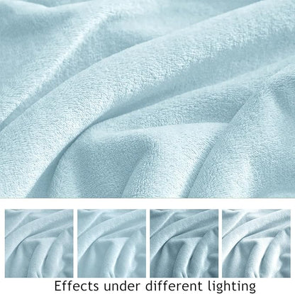 KMUSET Fleece Blanket Mist Blue Lightweight Super Soft Cozy Fuzzy Bed Blankets Microfiber Factory Shop