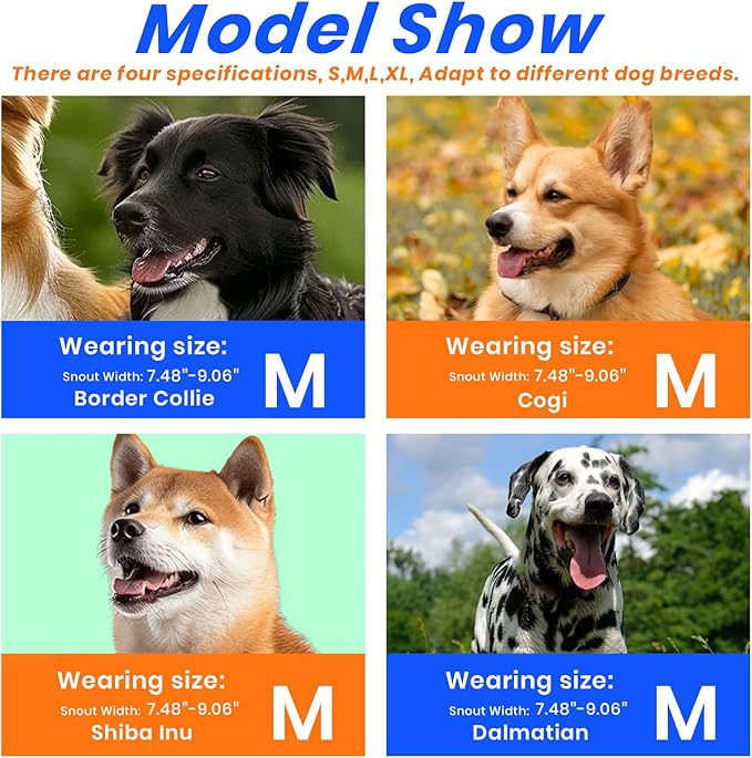 Dog Muzzle, Basket Muzzle for Small Medium Large Dogs, Anti-Biting and Chewing, Lightweight & Sturdy Cage Design,Allows Panting & Drinking, Ideal for Grooming & Training(Blue Size M)-Mewly Pet