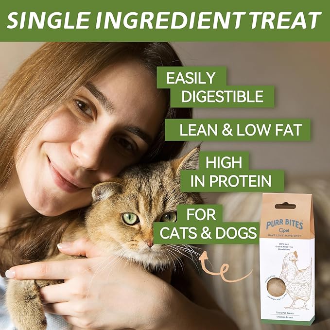 OPET Freeze Dried Chicken Cat Treats, Single Ingredient Grain Free High Protein Pet Food for Cats and Dogs, Healthy Training Snacks, Freeze Dried Cat Food (Chicken Breast, 5.92 Ounce)-Mewly Pet