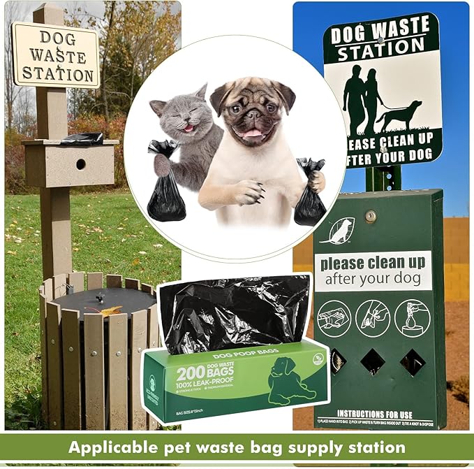 Harloon 6000 Counts Dog Poop Waste Bags 30 Rolls Extra Thick Strong Leak PET Proof Bags Disposable Bulk Universal Doggy Roll Waste Box for Puppy Outdoor Walking Travel(Black,12 x 8 Inches)-Mewly Pet
