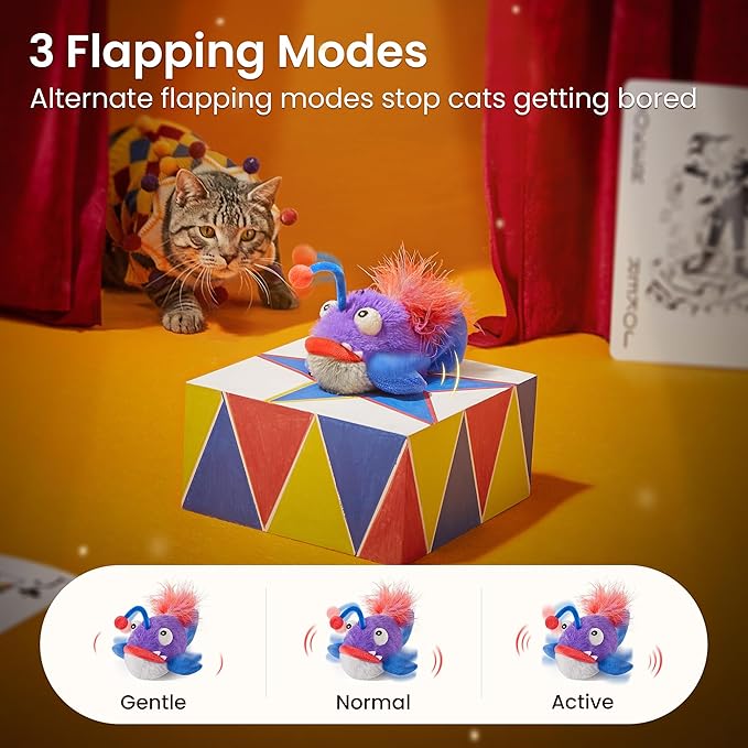 Potaroma Cat Toys Flapping Fish, Interactive Realistic Anglerfish Toy Stuffed with Catnip and Crinkle Paper Hangable Design for Bored Indoor Kittens 5.5 Inches-Mewly Pet