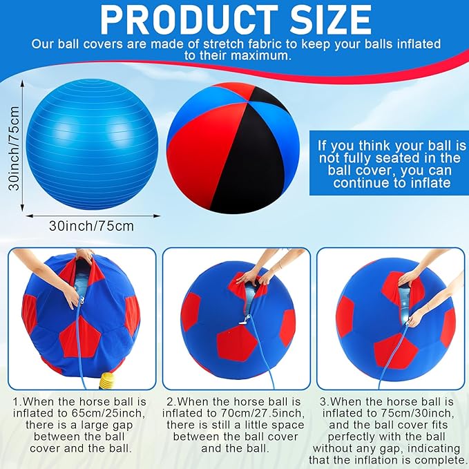 30inch Giant Herding Ball with Cover Anti Burst Ball Please Watch VCR for How to Inflation Horse Toys for Horses Stall Entertainment Play, Pump Included(Stylish)-Mewly Pet
