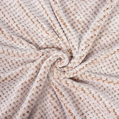 Exclusivo Mezcla Fleece Bed Blanket Queen Size, Super Soft and Warm Blankets for Couch, Sofa and Bed Waffle Textured, Cozy, Fuzzy and Lightweight (Mixed Camel, 90x90 Inches)
