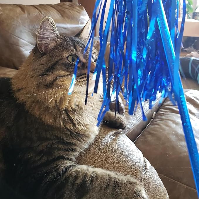 ADUCK Interactive Cat Teaser Wand Toy with Tassels - Durable Cat Chaser for Indoor Kitten Exercise, Boredom Relief & Training Play, Pack of 3 (Gold, Silver, Green)-Mewly Pet