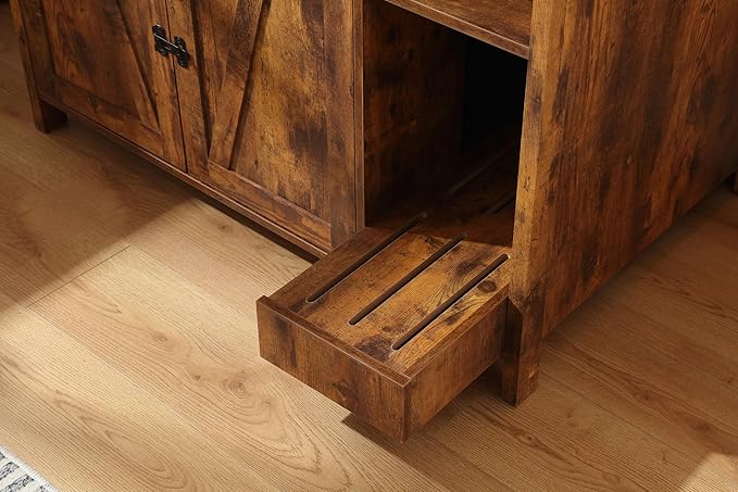 Cat Litter Robot Enclosure,for Placing Litter Robot 3/4,Power Outlet and Dog-Proof Shelf for Litter Robot Cabinet,Litter Collector for Automatic Litter Box Enclosure,Rustic Brown-Mewly Pet