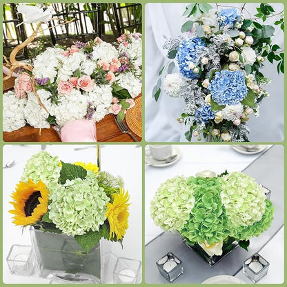 3 Pcs Real Touch Hydrangea Artificial Flowers, 21" Blue Full Faux Hydrangea Flowers Latex Fake Flowers for Home Decor Party Floral Arrangements Wedding Bouquets Centerpieces Outdoor Decor