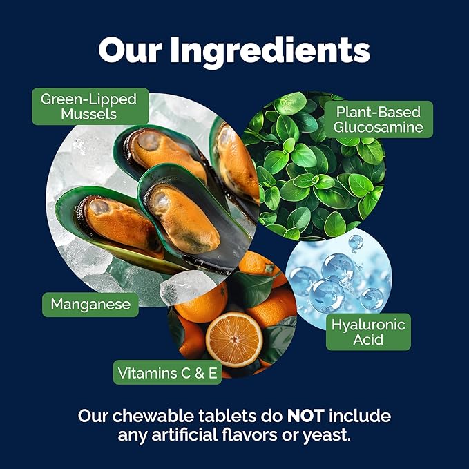 Yumove Hip & Joint Supplement for Dogs with Glucosamine, Hyaluronic Acid, Green Lipped Mussel & Omega 3 Joint Supplement - Regular and Advanced Strength (300ct, Chewable Tablets)-Mewly Pet