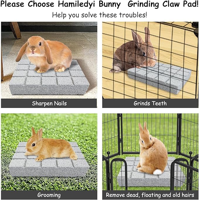 Hamiledyi 4PCS Rabbit Scratching Pads Bunny Lava Grinding Claw Pads Small Animal Foot Pads Hamster Scratch Board Chew Toys for Gerbil Chinchilla Hedgehog Guinea Pig Cage Accessories-Mewly Pet