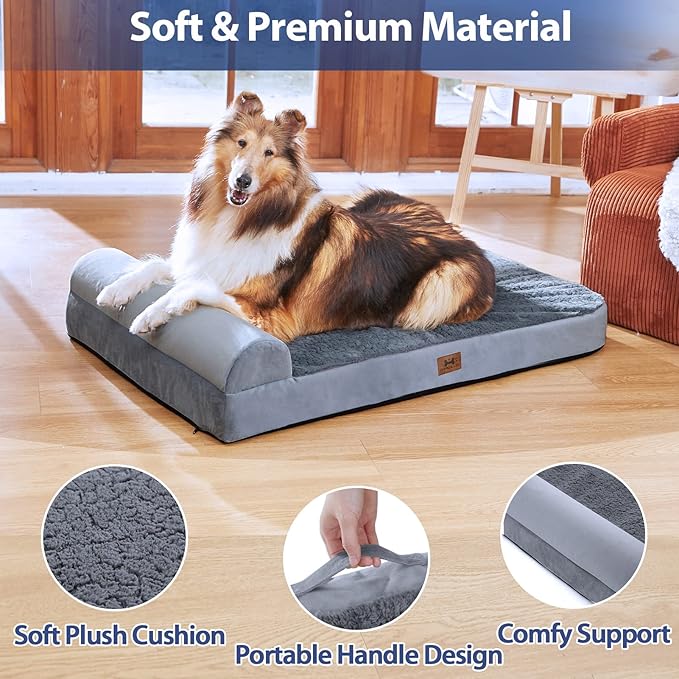 Bark Alley Jumbo Memory Foam Orthopedic Bed - Waterproof Washable Cover, Perfect for Medium, Large, and Extra Large Dogs, Sofa and Couch-Mewly Pet