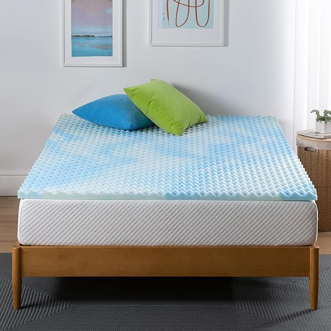 ZINUS 1.5 Inch Swirl Gel Cooling Memory Foam Mattress Topper, Smaller, More Convenient WonderBox Packaging, Cooling, Airflow Design, CertiPUR-US Certified, Twin