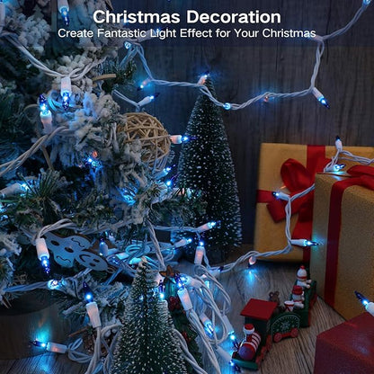 Brizled Blue Christmas Lights, 69.6ft 300 Count Mini Incandescent String Lights Connectable, 120V UL Certified String Lights White Cord, Indoor Xmas Lights for Bedroom Outdoor Tree Party Decorations